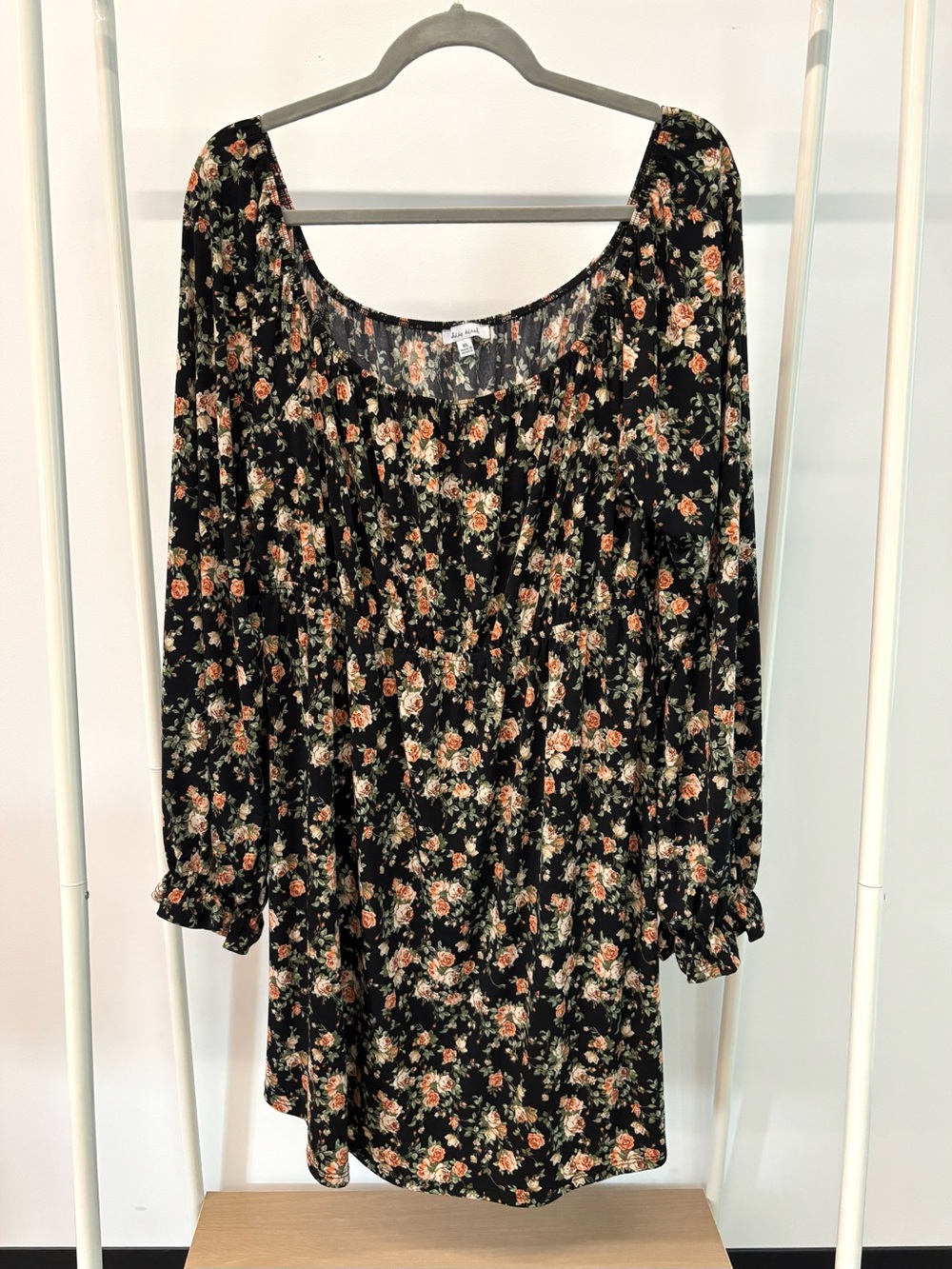 White Birch Black Floral Long-Sleeve Dress